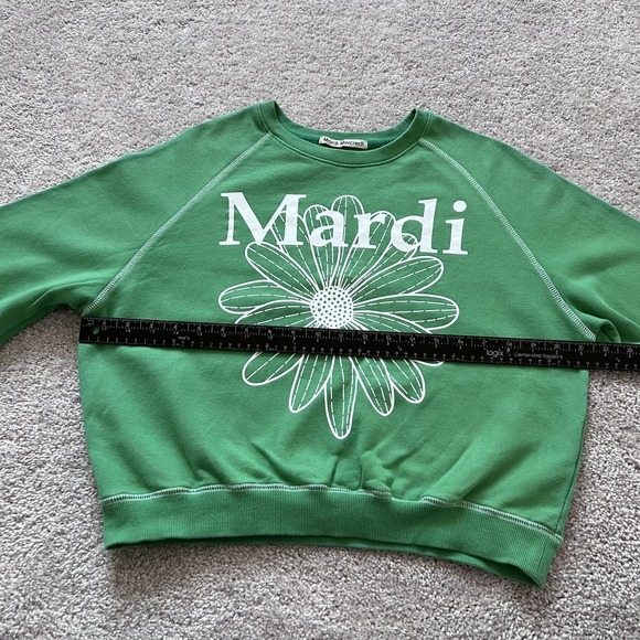 Mardi Mercredi Sweatshirt Womens One Size Green Daisy Graphic Crewneck Pullover - Picture 9 of 14